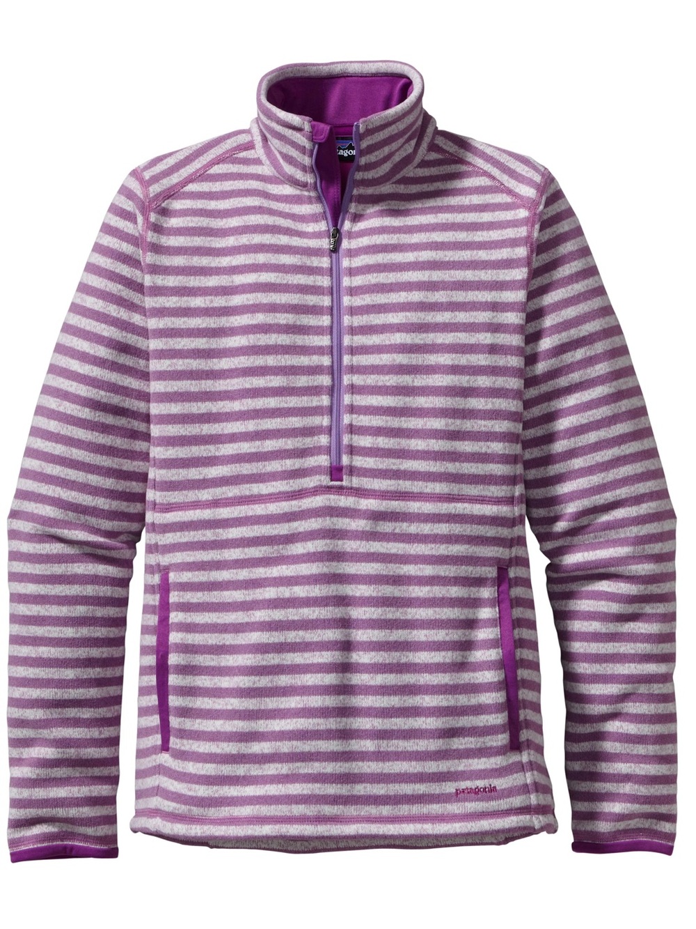 Patagonia size M women’s Purple & Gray Striped Half-Zip Fleece Pullover